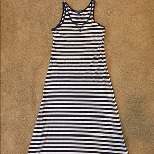 Navy/white striped maxi dress